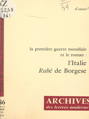 cover image of La Première Guerre mondiale et le roman
